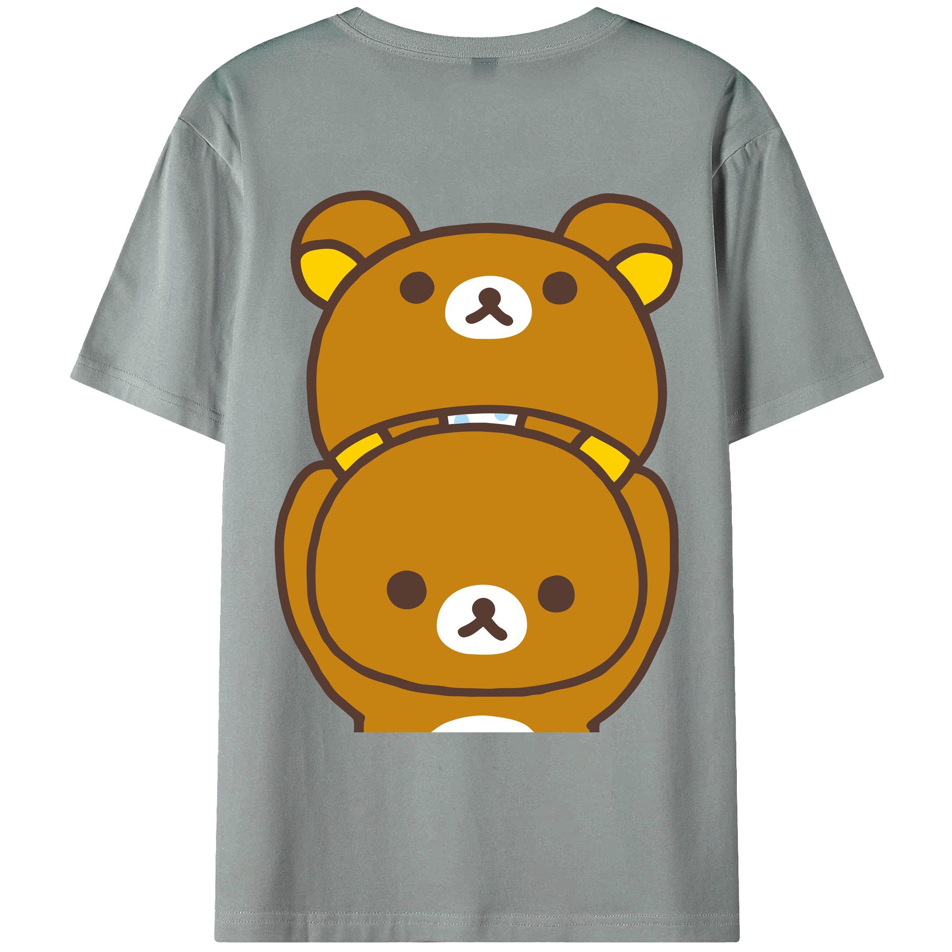 （画像用） リラックマ リラックマ キイロイトリ Rilakkuma Korilakkuma Kiiroitori 綿100％ メンズ半袖Tシャツ（バックプリント） 通気性